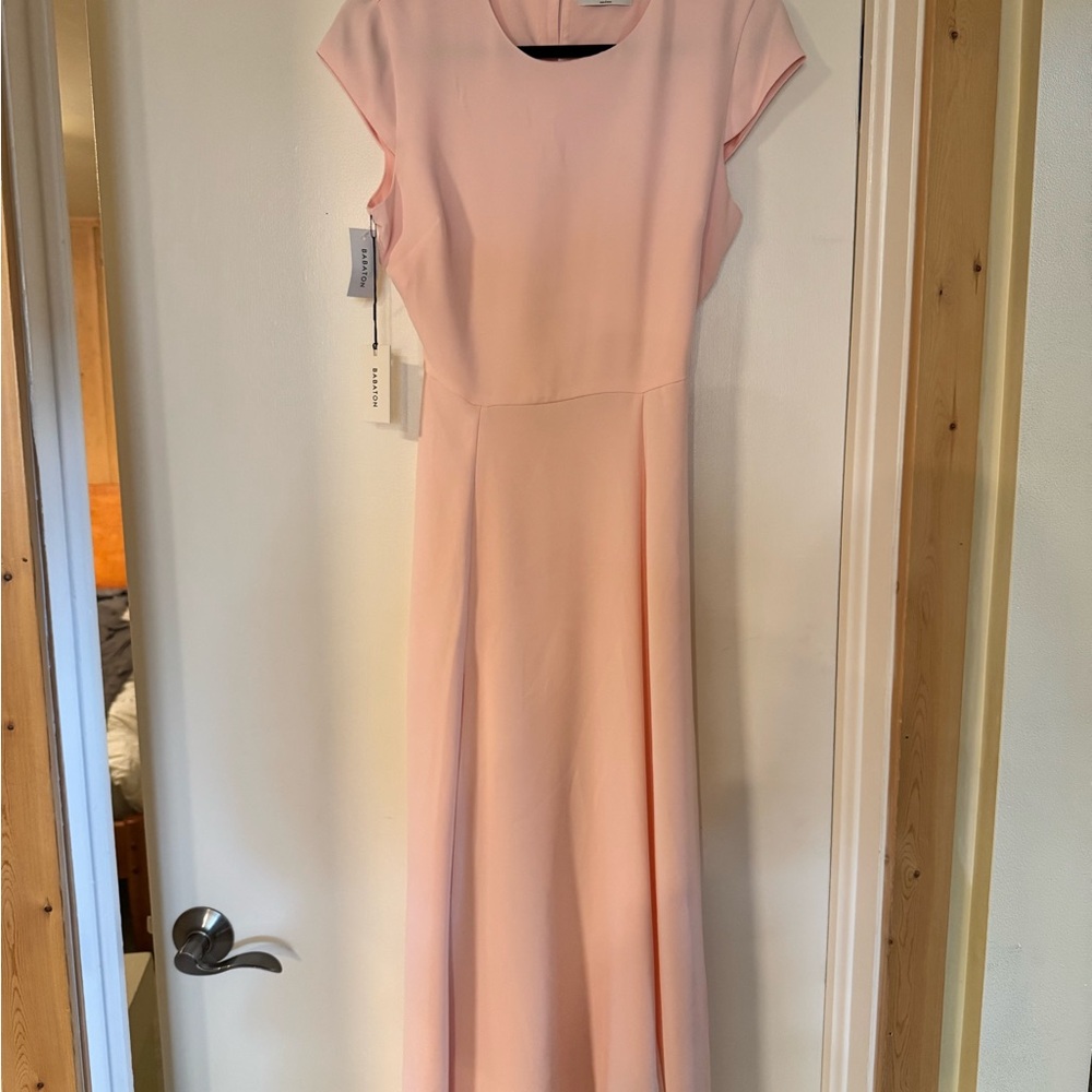 Babaton Pink Sheath Maxi Dress Cap Sleeve